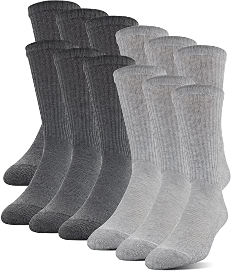 Gildan mens Polyester Half Cushion Crew Socks, 12-pack