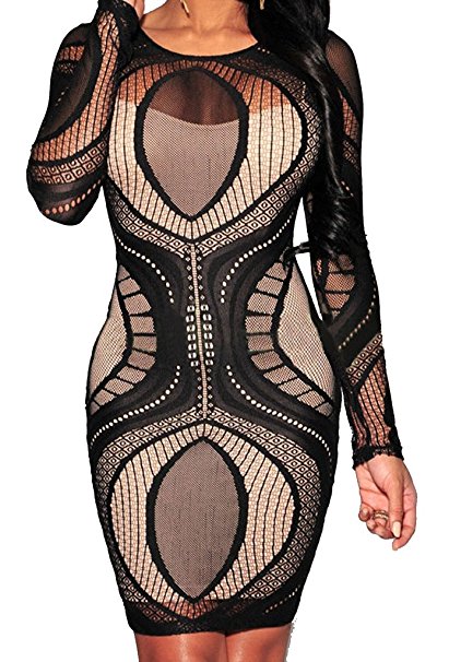Zkess Women's Sleeveless / Long Sleeve Lace Party Bodycon Dress