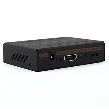 Intey HDMI Audio Extractor|HDMI/MHL Audio (SPDIF R/L) Extractor|4K ARC EDID Setting Audio Extractor|Optical Audio Output RCA L/R Audio Converter(Black)
