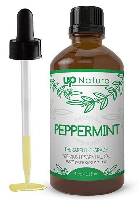 Peppermint Essential Oil 4 OZ - UpNature - 100% Pure & Natural, Premium Therapeutic Grade - With Glass Dropper - Perfect Aromatherapy Uses - Repellent for Mice, Spiders, Mosquitoes & Bugs