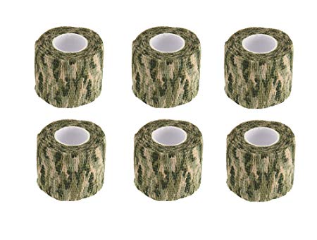 BOROLA Self-Adhesive Protective Camouflage Tape Cling Scope Wrap Military Camo Stretch Bandage for Gun Rifle Shotgun Camping Hunting