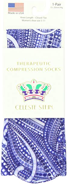 Celeste Stein Therapeutic Compression Socks, Denim Dotty, 15-20 mmhg, 1-Pair