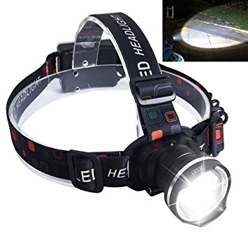 LED Headlamp ,Adjustable Headlamp Flashlight Zoomable Headlights for Cycling Running Camping Hiking Fishing Reading Powered by 3AA batteries(Not included) (Black)