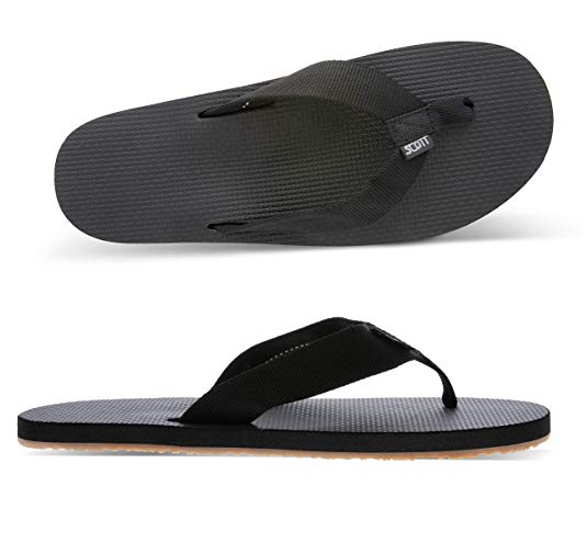 Mens Scotts Paha Flat Flexible Black Rubber Sandal Sizes 7-14