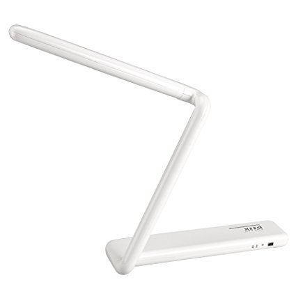 On My Desk 990010 10.5" Rechargeable Folding LED Desk Lamp - Dimmable, Portable Light with Rotating Head, Wall-Mountable, White