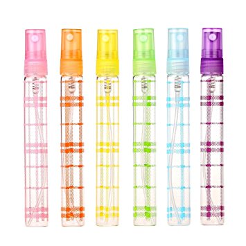 H&D Empty Refillable Multi-colors 6pcs Mini Glass Spray Atomizer Perfume Bottles Set