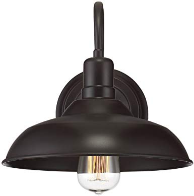 Trade Winds Lighting TW50008ORB Industrial Retro Vintage Gooseneck Barn 1-Light Transitional OutdoorWall Sconce, 100 Watts with Metal Shade, in Oil Rubbed Bronze