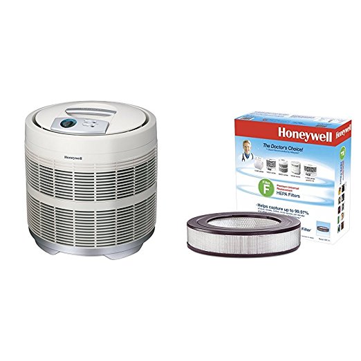 Honeywell 50250-S True HEPA Air Purifier, 390 sq. ft. with Universal 14" Air Purifier Replacement HEPA filter, HRF-F1/Filter (F)