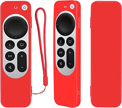 Protective Silicone Remote Case for 2021 Apple 4K TV Series 6 Remote Control, Shockproof, Washable and Skin-Friendly Cover for Apple TV Siri Remote 2nd Gen Controller, Non-Slip and Durable (Red)