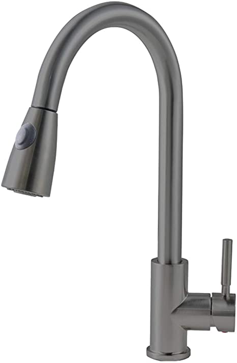 Comllen Best Commercial Single Handle Matte Black Stainless Steel Kitchen Sink Faucet