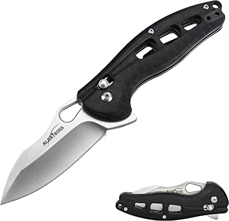 ALBATROSS 7.25" EDC Axis Lock Ball Bearing Assisted Opening Folding Pocket Knife with Stainless Steel Blade, FRN Handle(Black)