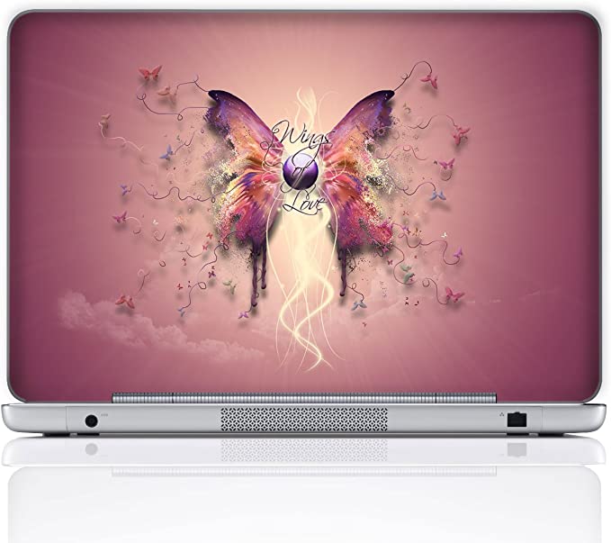 Meffort Inc 15 15.6 Inch Laptop Notebook Skin Sticker Cover Art Decal (Free Wrist pad) - Butterfly Wings of Love