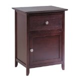 Winsome Wood Night Stand Accent Table with Drawer and Cabinet for Storage Antique Walnut