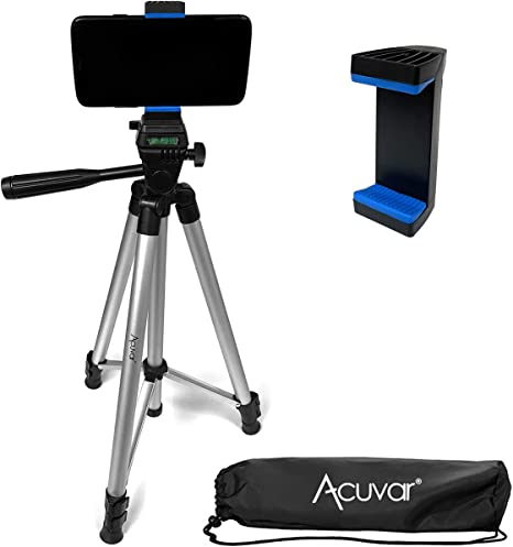Acuvar 50" Inch Aluminum Camera Tripod with Universal Smartphone Mount for ALL Smartphones   an eCostConnection Microfiber Cloth