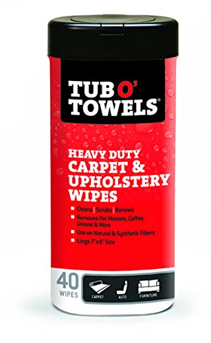 Tub O Towels TW40-CP Carpet And Upholstery Spot Remover Cleaning Wipes (Tub of 40 Wipes)