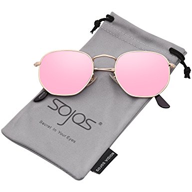 SojoS Small Classic Square Polygon Sunglasses for Men and Women Mirrored Lens Glasses SJ1072