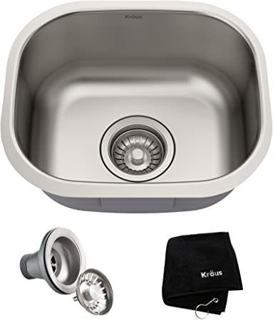 Kraus KBU17 15 inch Undermount Single Bowl 18 gauge Stainless Steel Kitchen Sink