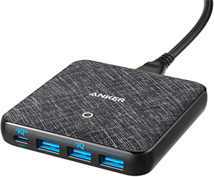 Anker PowerPort Atom III Slim Wall Charger - 4 Ports - Black Fabric A2045