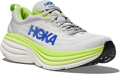 Hoka Men's Bondi 8 Sneaker, Stardust/Lettuce, 8.5