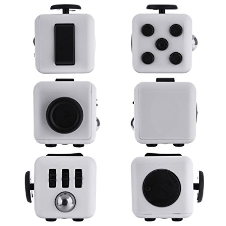 VHEM Fidget Cube Relieves Stress And Anxiety for Children and Adults Anxiety Attention Toy (White)