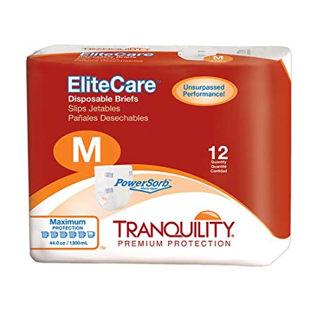 Tranquility EliteCare® Maximum Absorbency Tape-Tab Style Brief … (Medium - 12 Count)