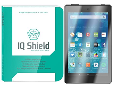 Amazon Fire HD 8 Screen Protector, IQ Shield Tempered Ballistic Glass Screen Protector for Amazon Fire HD 8 (2016,6th Gen) 99.9% Transparent HD and Anti-Bubble Shield