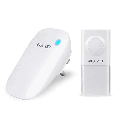 Wireless Doorbell, Elzo Door Bells Chime Kit Cordless with 1 Plug-in Receivers and 1 Transmitter, Self Powered IP55 Water Resistant, 150m Range, 48 Musical Tones & 4 Volume Levels Adjustable, White