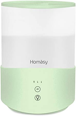 Homasy Cool Mist Humidifier Diffuser, 2.5L Essential Oil Diffuser, Top Fill Humidifier for Bedroom, Home and Office, Baby Humidifier with Adjustable Mist Output, Sleep Mode, Auto Shut Off, Olive green