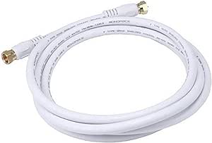 Monoprice 104058 6-Feet RG6 75Ohm Quad Shield CL2 Coaxial Cable with F-Type Connector, White