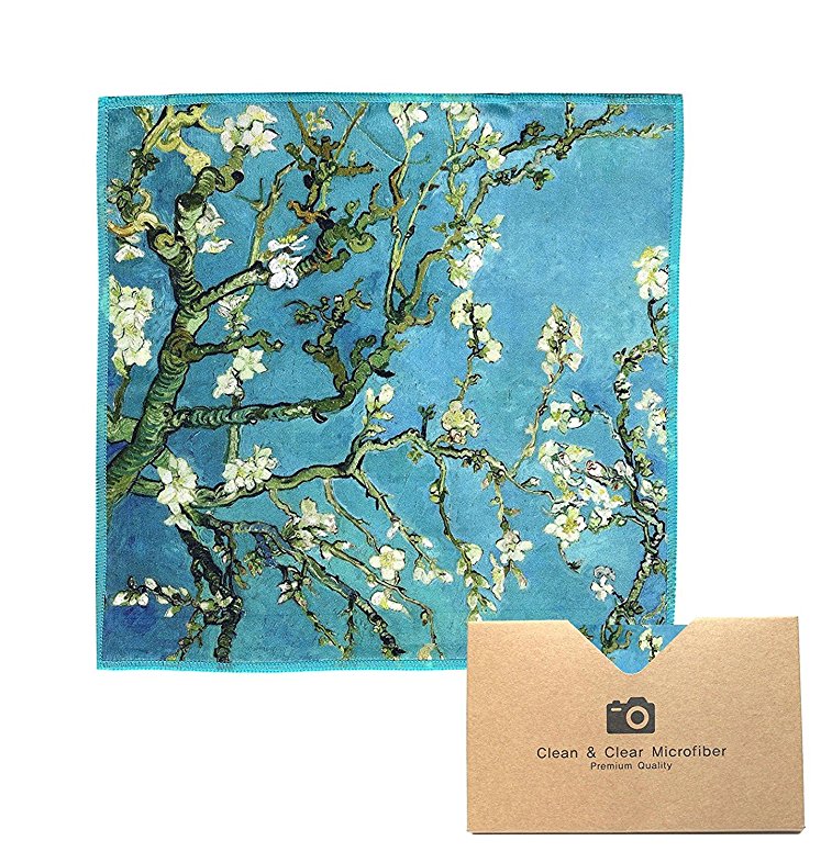 EXTRA LARGE [4 Pack] Classic Art (Vincent Van Gogh "Almond Blossoms") - ULTRA PREMIUM QUALITY Clean & Clear Microfiber Cleaning Cloths (Best for Camera Lens, Glasses, Screens, and all Lens.)