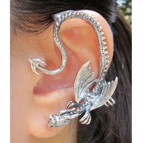Dragon Ear Wrap Game of Thrones Inspired Throne Dragon Ear Wrap Silver Non Pierced Ear Wrap Non Pierced Ear Cuff Dragon Ear Cuff Dragon Earcuff