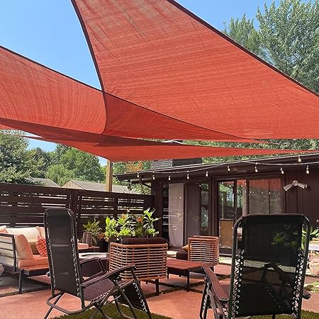 LOVE STORY 16'5'' x 16'5'' x 16'5'' Triangle Sun Shade Sail Canopy Sunshade for Outdoor Patio Garden Backyard, Terra (We Make Custom Size)