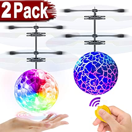 2 Pack RC Flying Ball Glow Flying Toys for Kids Boys Girls Birthday Gifts, Mini Drones Hand Controll Helicopter with 2 Remote Controller Quadcopter Light Up Ball Toys Indoor Outdoor Multiplayer Games