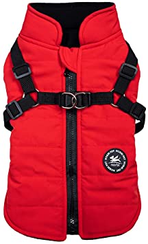 Norbi Pet Warm Jacket Small Dog Vest Harness Puppy Winter 2 in 1 Outfit Cold Weather Coat (5XL, Red)