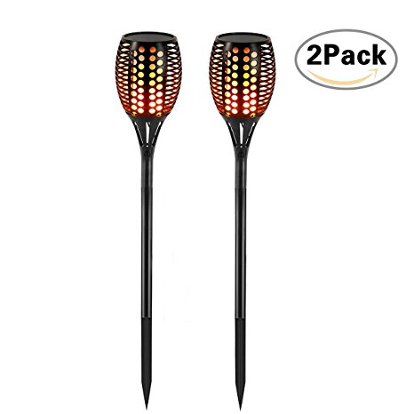 Solar Garden Torch Light Outdoor,Aityvert Tiki Torches Flickering Dancing Flames Lights Landscape Decoration Lighting Dusk to Dawn Waterproof Security Light for Deck Yard Driveway Pathway( 2 Pack）