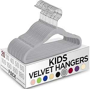 Utopia Home Kids Hangers Velvet (20 Pack) - 11 Inch Durable Baby Hangers for Closet - Perfect Toddler Hangers Non Slip for Everyday Use (Grey)