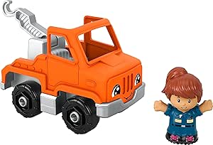 Fisher-Price Little People Toddler Toy Help and Go Tow Truck and Figure for Pretend Play Kids Ages 1  Years