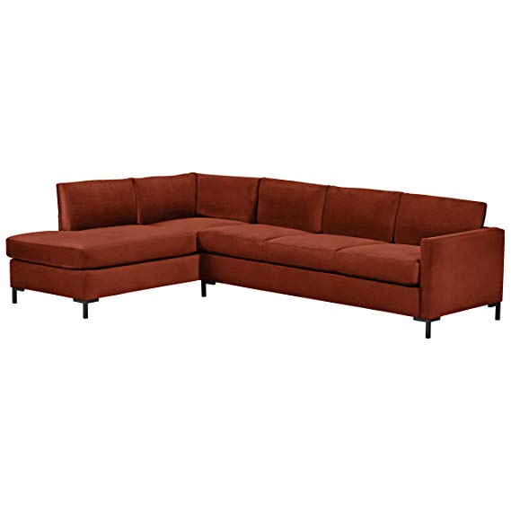 Rivet Edgewest Low Back Modern Left L-Sectional, 116"W, Rouge Red