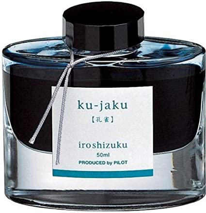 PILOT Iroshizuku Bottled Fountain Pen Ink, Ku-Jaku, Peacock (Turquoise) 50ml Bottle (69213)