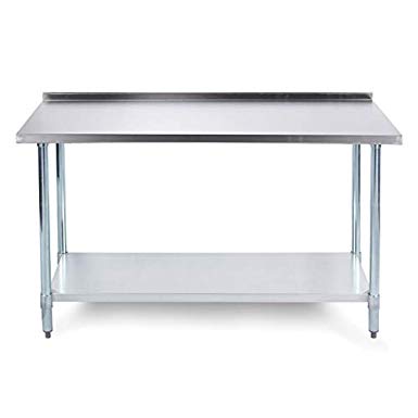 ARKSEN 60" x 24" Home Kitchen Utility Storage NSF Prep Table w/Backsplash and Galvanized Undershelf