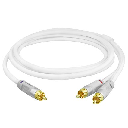 Mediabridge ULTRA Series RCA Y-Adapter (15 Feet) - 1-Male to 2-Male for Digital Audio or Subwoofer - Dual Shielded with RCA to RCA Gold-Plated Connectors - White - (Part# CYA-1M2M-15W )