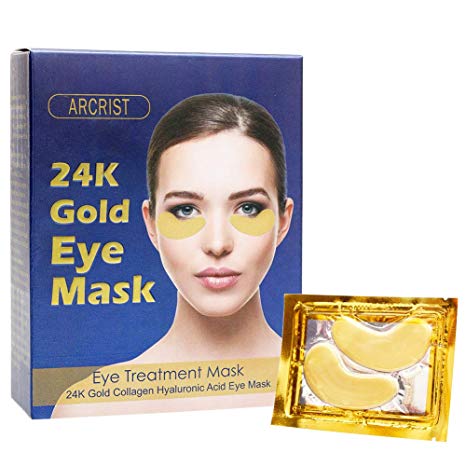 24K Gold Eye Masks, Anti-Aging Collagen Eye Mask, Hydrogel Under Eye Treatment Pads Great For Moisturizing, Brightens & Reducing Wrinkles, Dark Circles, Eye Bags and Puffiness