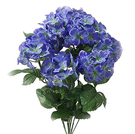 JenlyFavors 22 Inch X-Large Satin Artificial Hydrangea Silk Flower Bush 7 Heads (Periwinkle)
