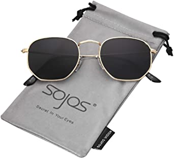 SOJOS Small Square Polarized Sunglasses for Men and Women Polygon Mirrored Lens SJ1072