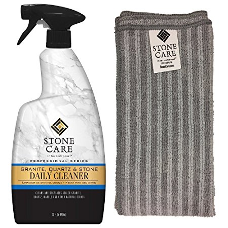 Granite Cleaner and Microfiber Cloth - 32 Fluid Ounces - Stone Care International - Granite Quartz and Stone Daily Cleaner