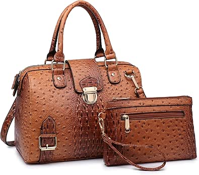 Dasein Women Barrel Handbags Purses Fashion Satchel Bags Top Handle Shoulder Bags Vegan Leather Work Bag