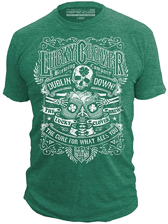 Lucky Clover Mens T-Shirt Drinking Pub Bar Funny Party Beer Graphic Tee Shirt
