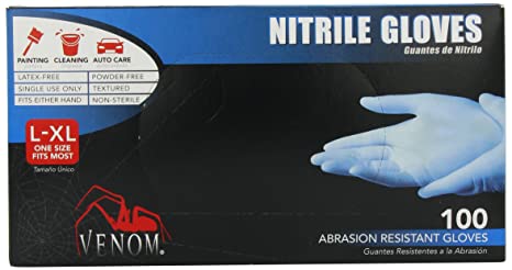 Medline Venom Powder-Free Nitrile Multi-Purpose Disposable Gloves, One-Size, 100 Count