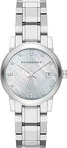 Swiss Rare Diamonds Silver MotherPearl Date Dial 34mm Women Stainless Steel Wrist Watch The City BU9125