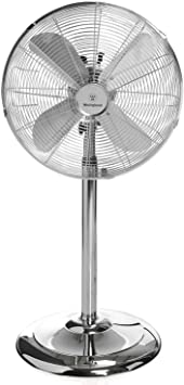 Westinghouse 12" Lightweight Vintage Metal Stand Fan with Heavy Duty 1400 CFM High Velocity 35-Watt Motor - 75-degree Oscillating Function – Ideal for Industrial, Commercial, and Residential Use